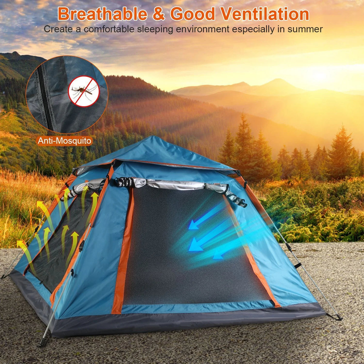 3-4 Person Pop Up Outdoor Camping Tent Y74695