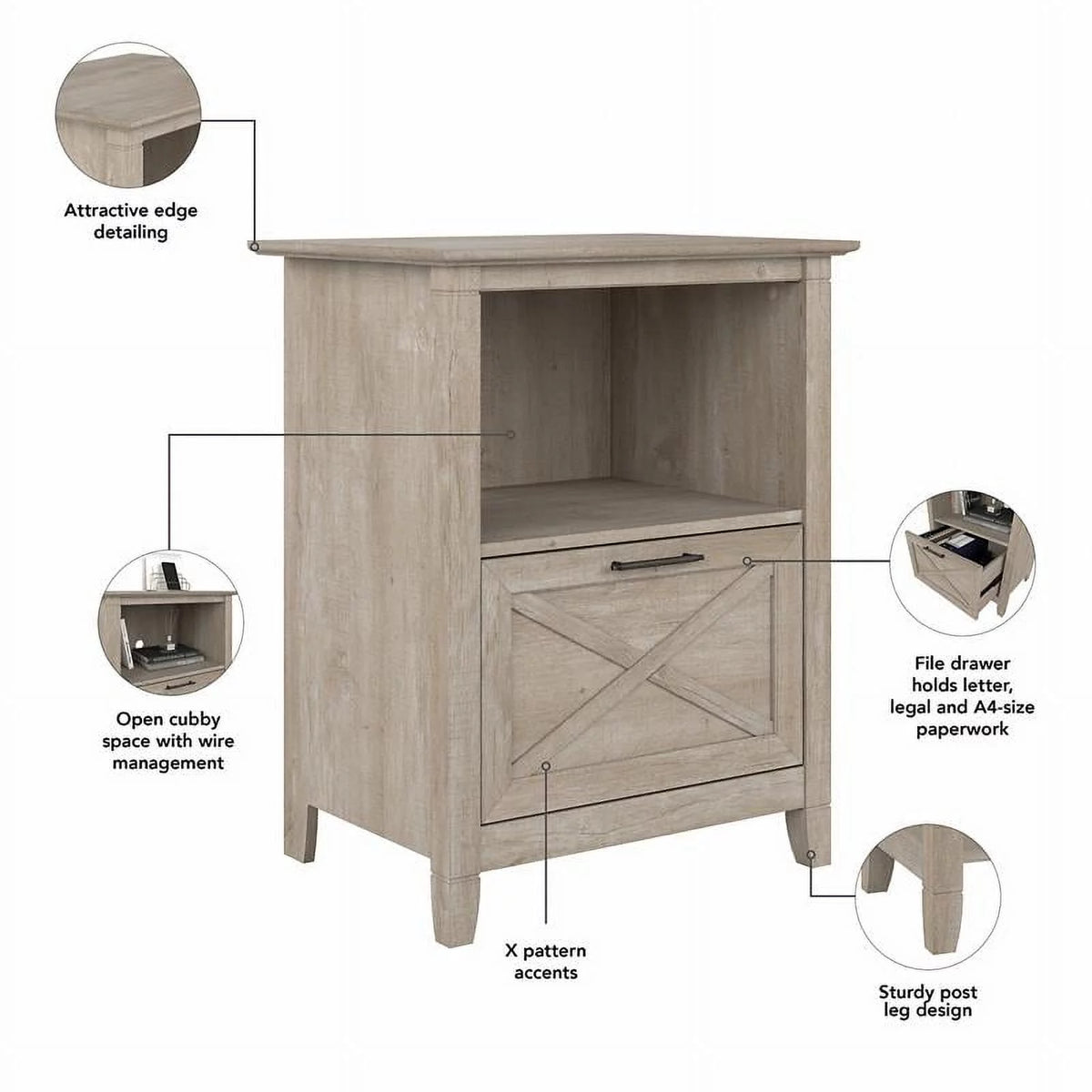 Washed Gray Lateral File Cabinet with Shelf U328844