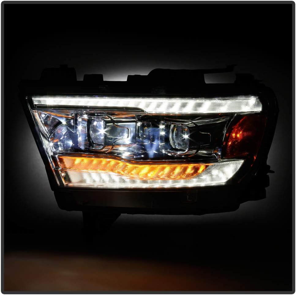 Chrome LED DRL Sequential Signal Dual Projector Headlights Q2135