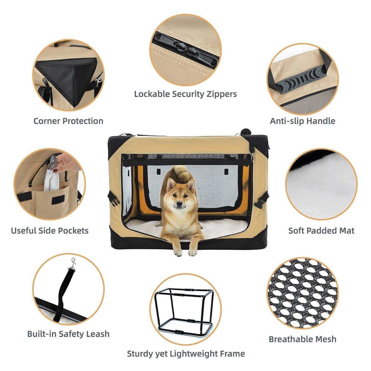 Collapsible 4-Door Soft Dog Crate X866747