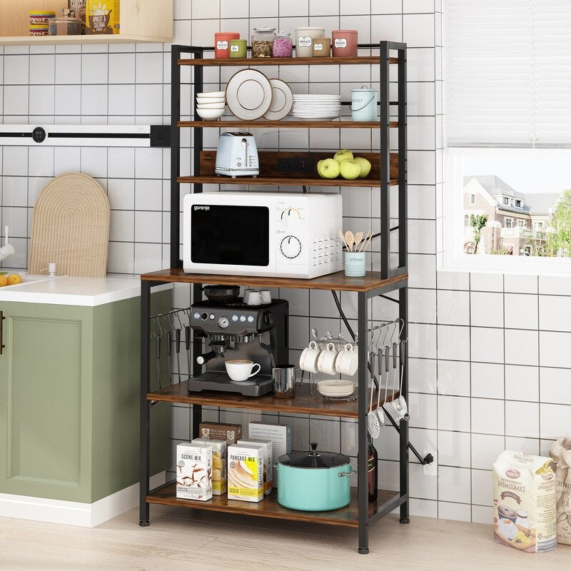 Vintage Kitchen Baker's Rack with Outlets Q640