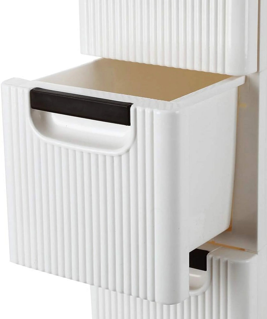 White 3-Tier Rolling Storage Cabinet with 3 Drawers O868338