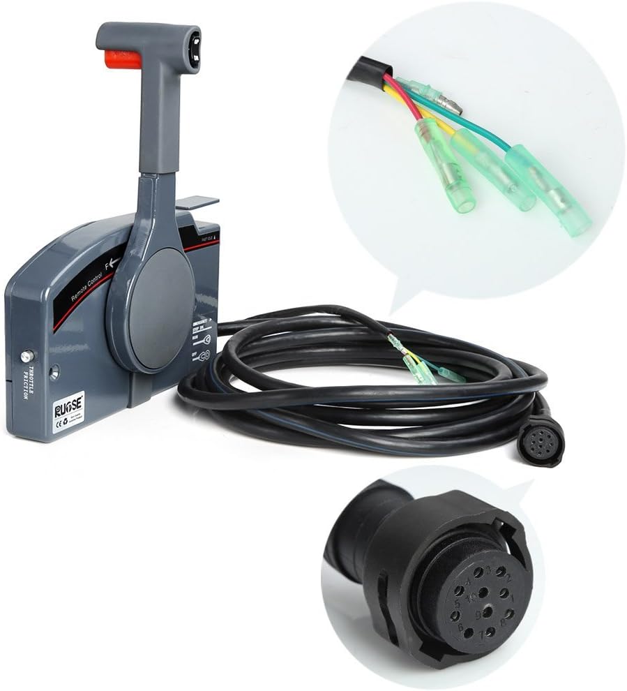 Side Mount Outboard Remote Control Box with 10 Pin Cable 16.7Ft Harness Q233932