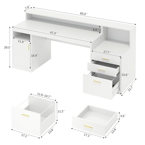 Black Computer Desk with 3 Drawer and Storage Shelves K2916