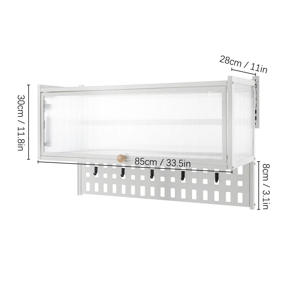 Wall-Mounted Cabinet with Storage Shelf White Translucent S21062