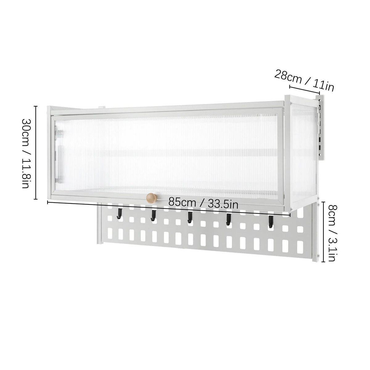 Wall-Mounted Cabinet with Storage Shelf White Translucent S21062