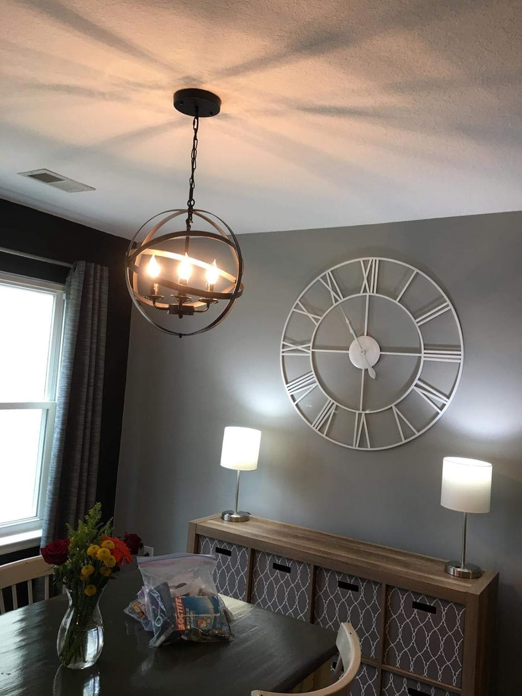 Black 4-Light Farmhouse Chandelier J776