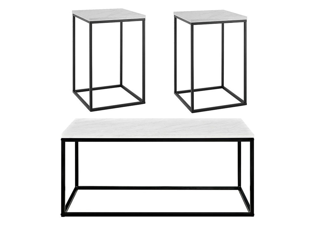 3 Piece Faux Marble Occasional Table Set V3750