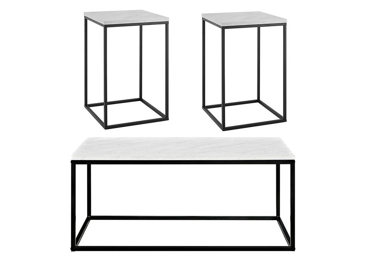 3 Piece Faux Marble Occasional Table Set V3750