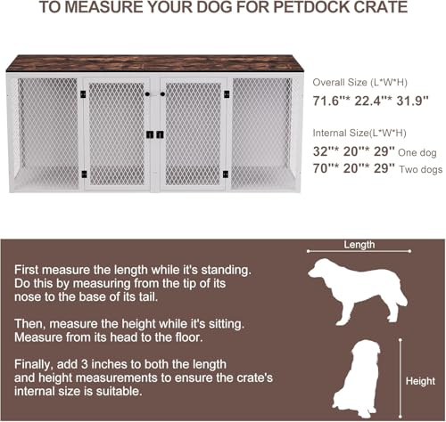 71 Inch Wooden Dog Crate Furniture with Divider W669209