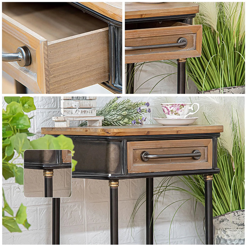 Mid Century One Drawer Wood Side Table with Storage G16615