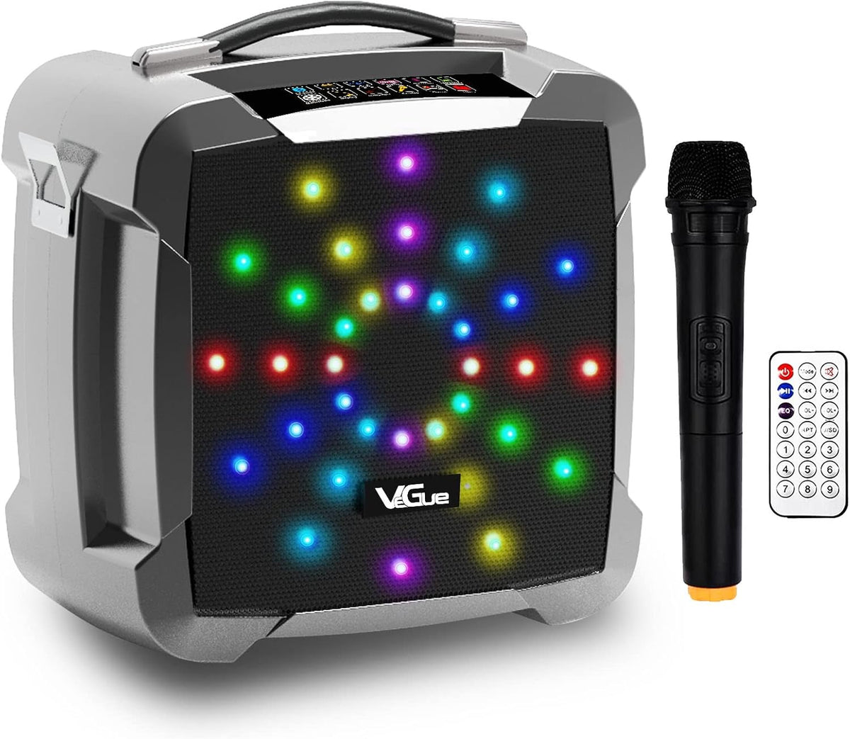 Karaoke Machine with Wireless Microphone, Portable Bluetooth Speaker with LED Light P6102