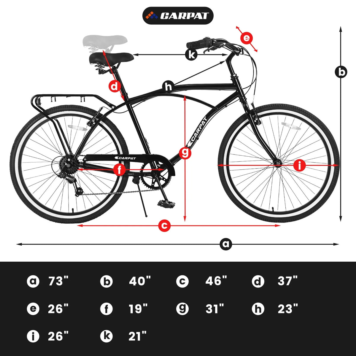 7 Speed Adult Beach Cruiser Bike 26 Wheels Y580561