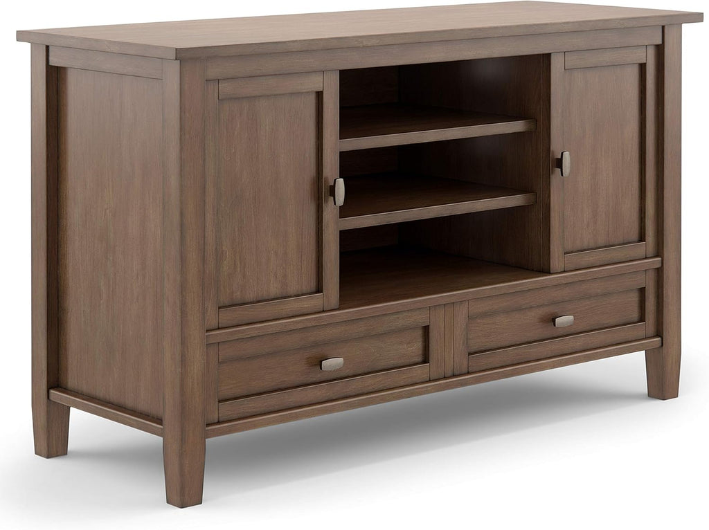 47 inch Wide Rustic Natural Aged Brown Solid Wood TV Media Stand J532