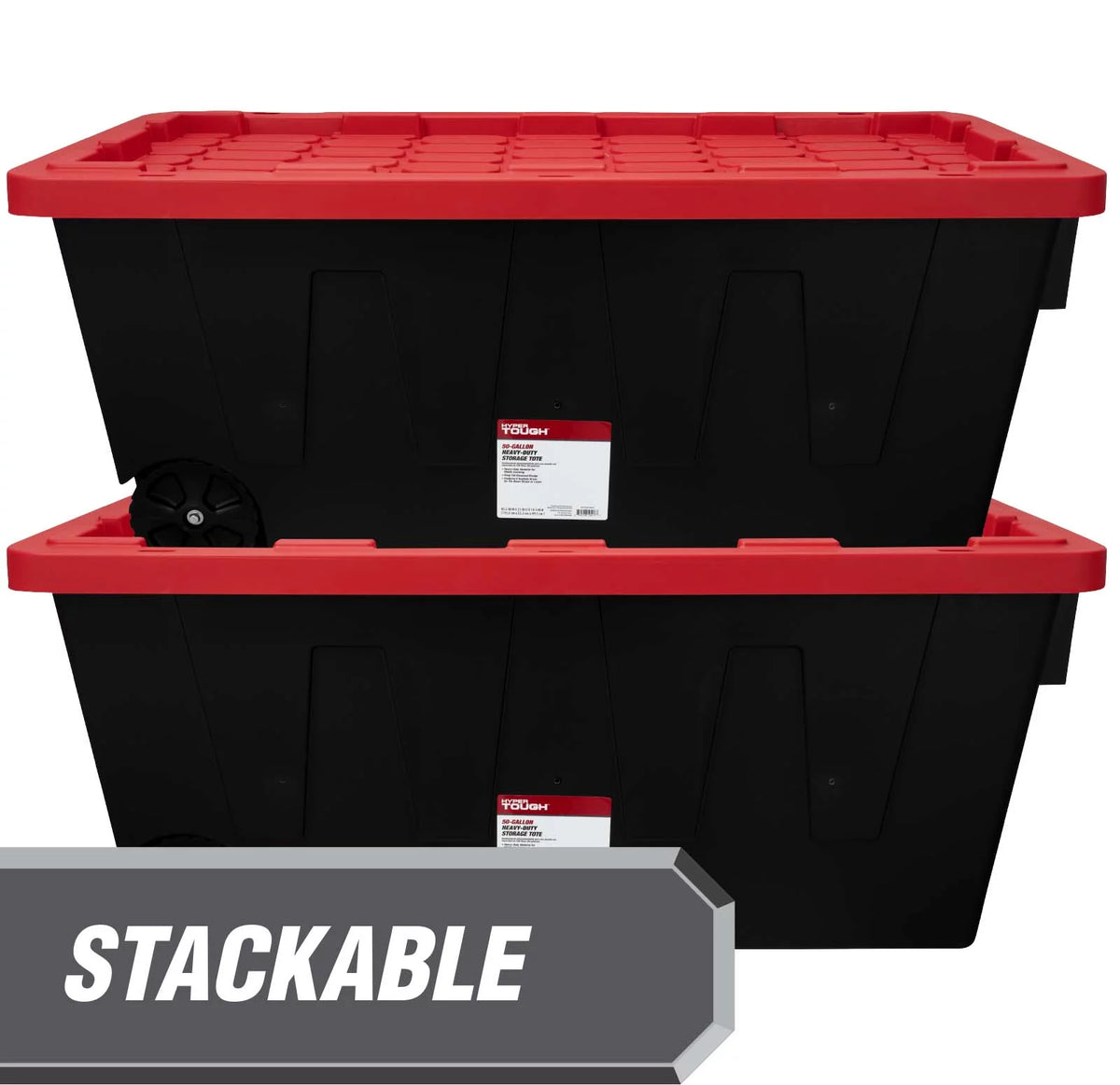Black 50 Gallon Plastic Storage Bin with Snap Lid K653