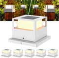 6 Pack White Solar Post Cap Lights W63944