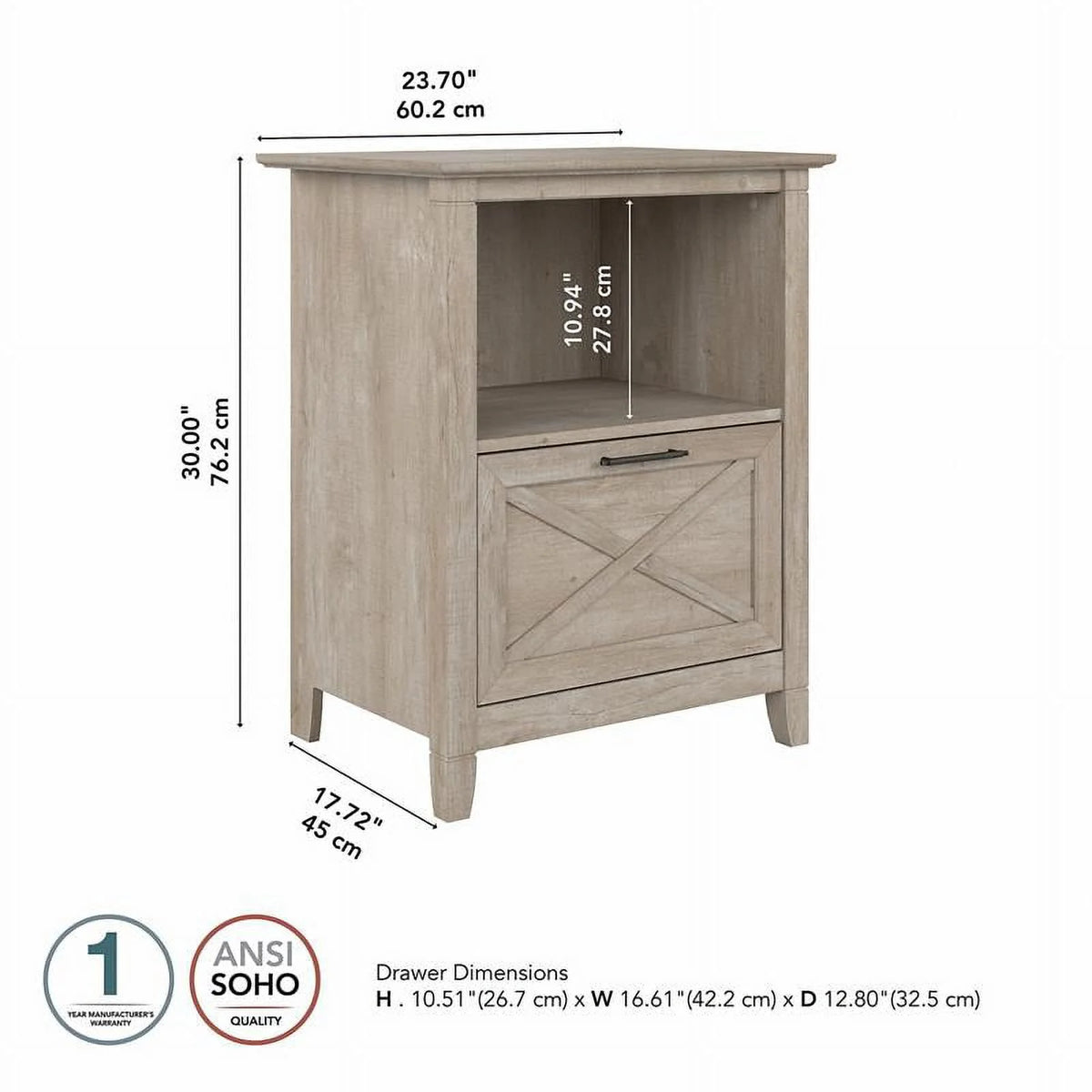 Washed Gray Lateral File Cabinet with Shelf U328844