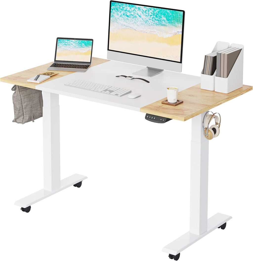 63 x 24 Inches Electric Standing Desk with Espresso and Black Top and Black Frame Q234