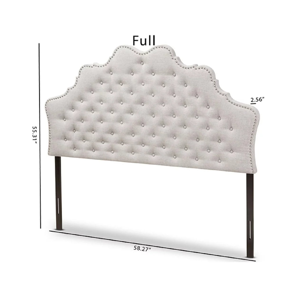 Greyish Beige Fabric Full Size Headboard D816289