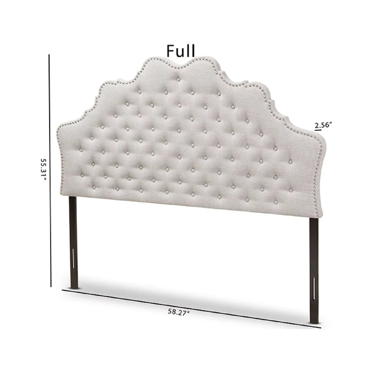 Greyish Beige Fabric Full Size Headboard D816289