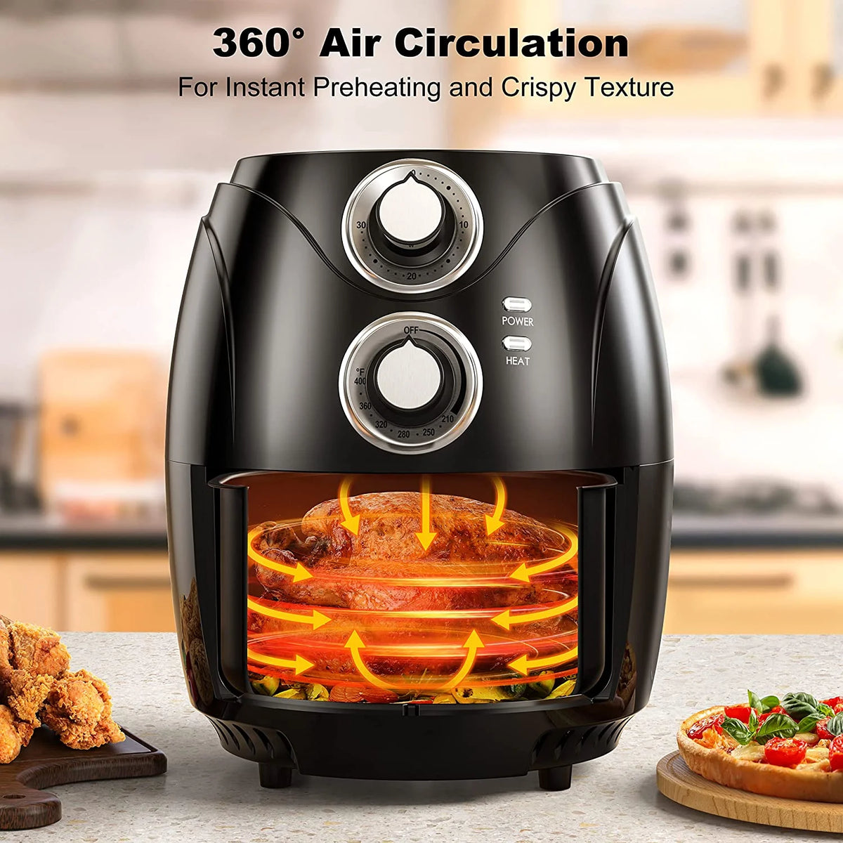 Compact Electric Air Fryer, Non-Stick Basket, 2.6 Quart, 1200W, Black L49524