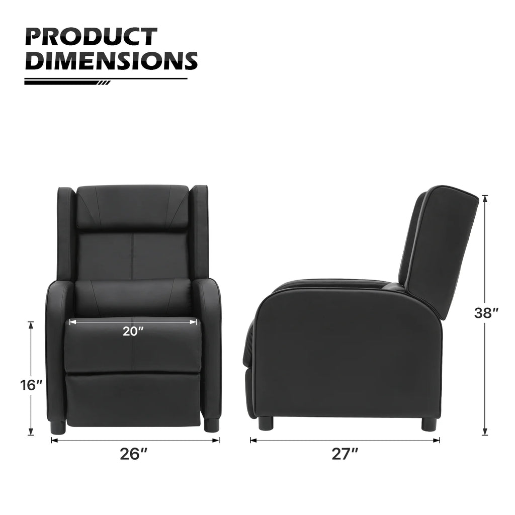Black PU Leather Adjustable Reclining Gaming Chair with Footrest N252606