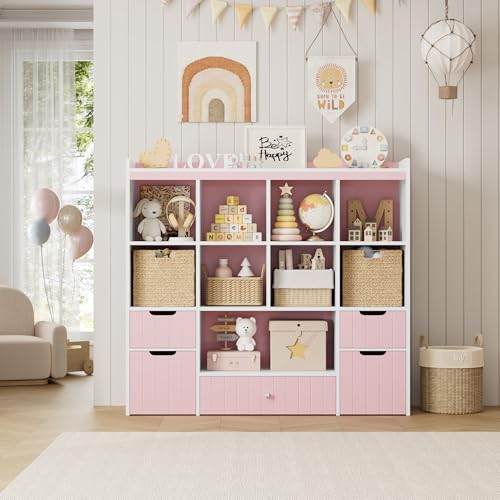 48" W Kids Toy Storage Organizer with Removable Bins and Drawers, Grey A47807