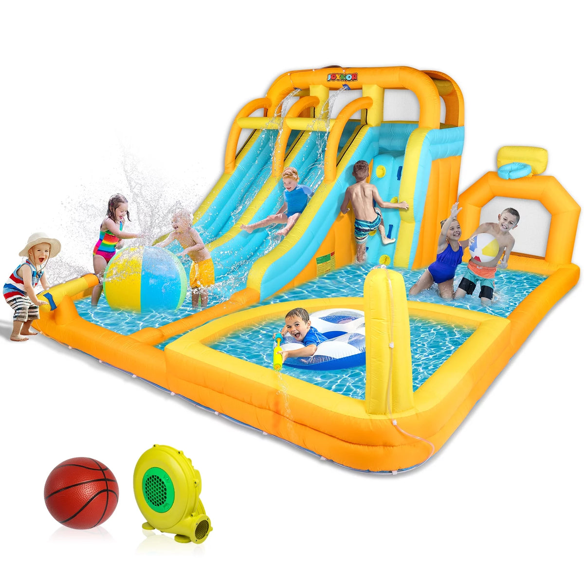 8-in-1 Inflatable Water Slide Park with Splash & Deep Pool N951