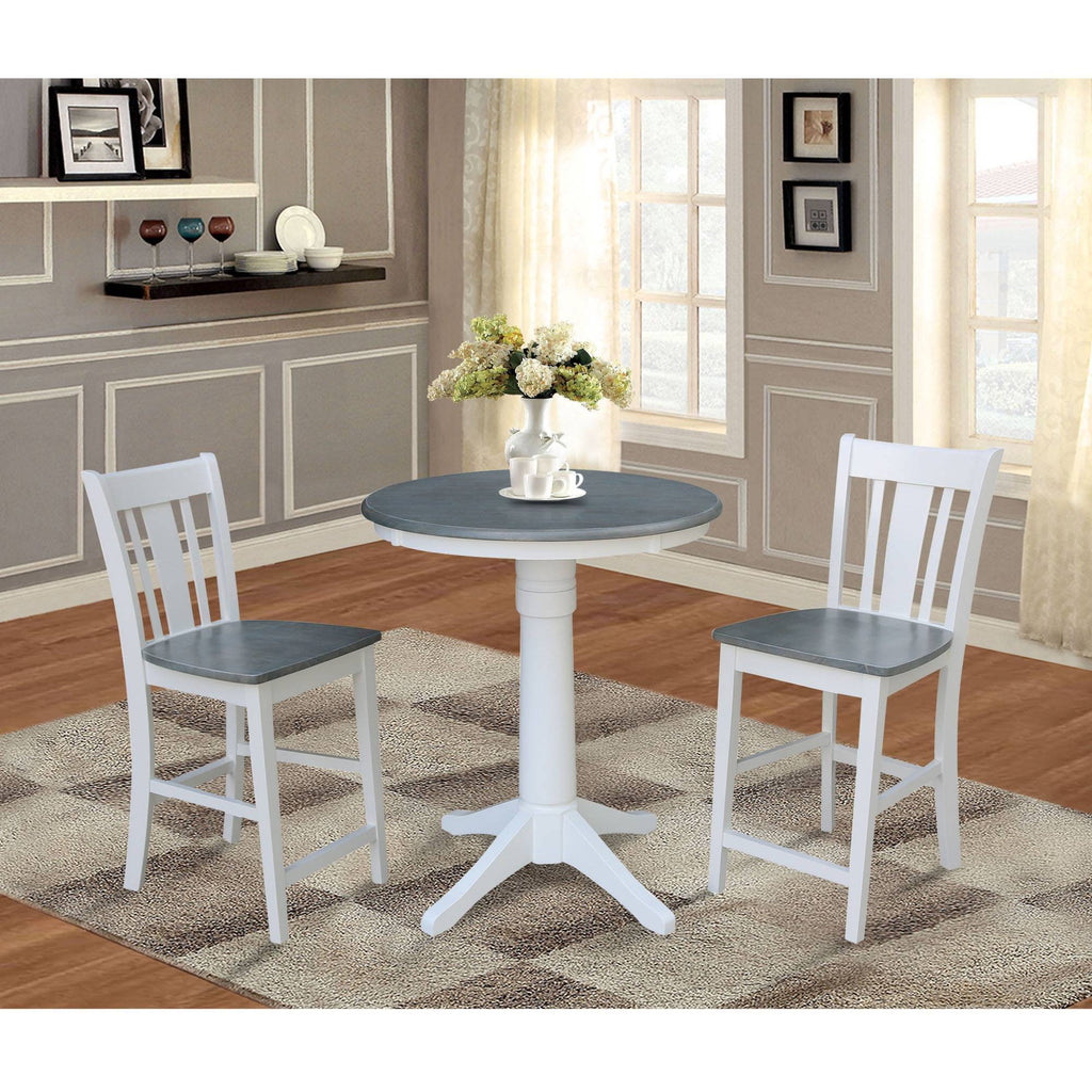 30 in. Round Pedestal Gathering Height Table with 2 Counter Height Stools I1588