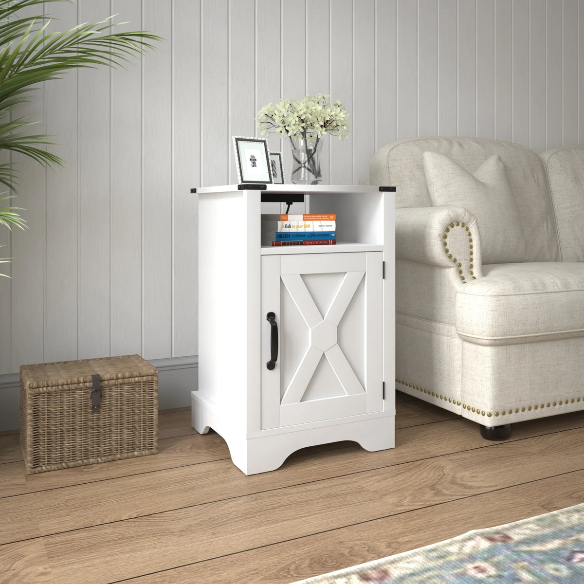 White Wood Nightstand Y724