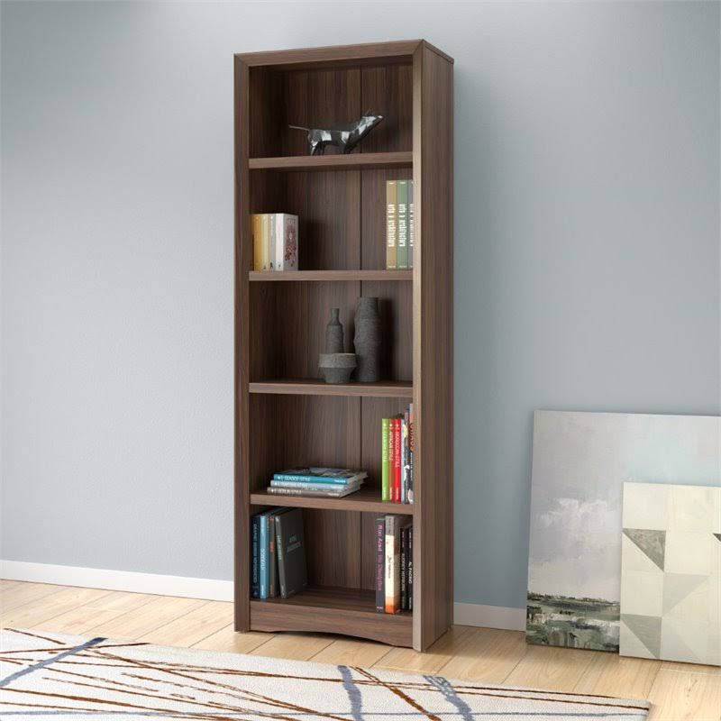 Walnut Faux Woodgrain 5 Shelf Bookcase N6703