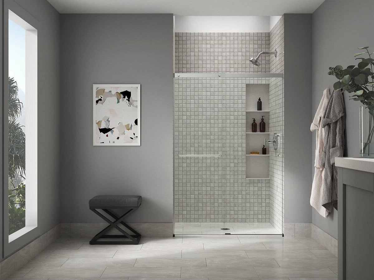 Tall Sliding Shower Door with Crystal Clear Glass G1004
