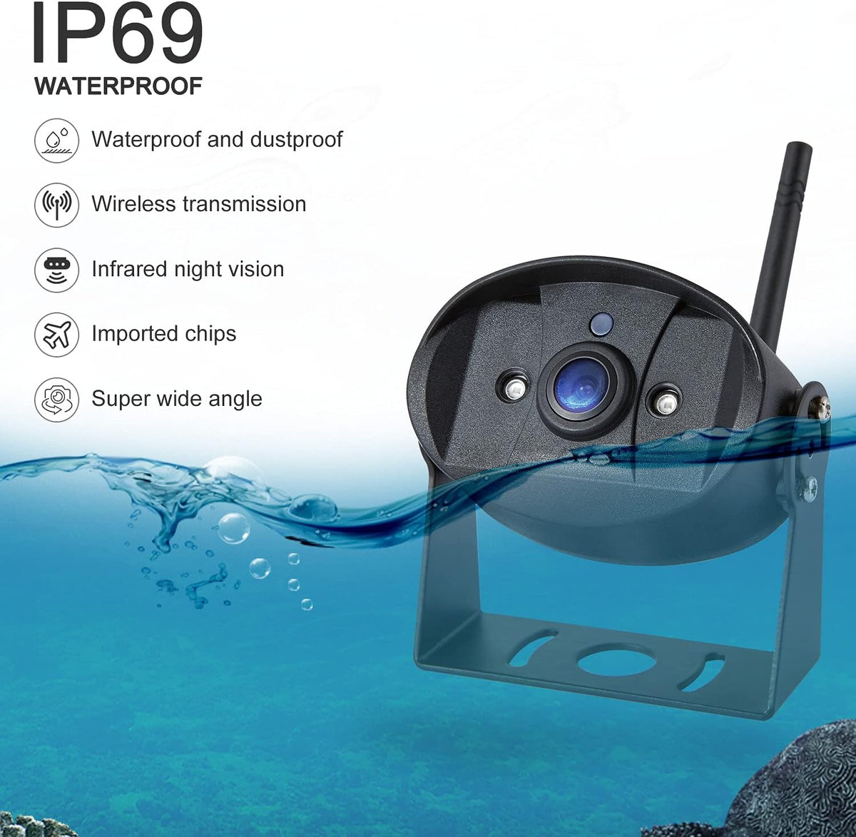 720P HD Digital Wireless Backup Camera System 5 inch Color Monitor O426817
