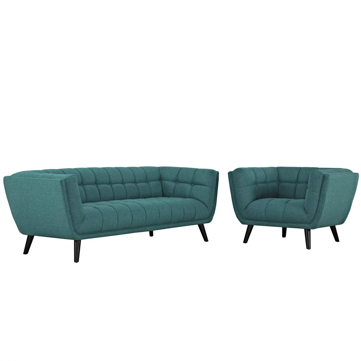 Fabric Aqua Blue Armchair and Sofa Set U457
