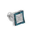 0.05 CT Round Blue White Diamond Kite Stud Earring, Sterling Silver J9866