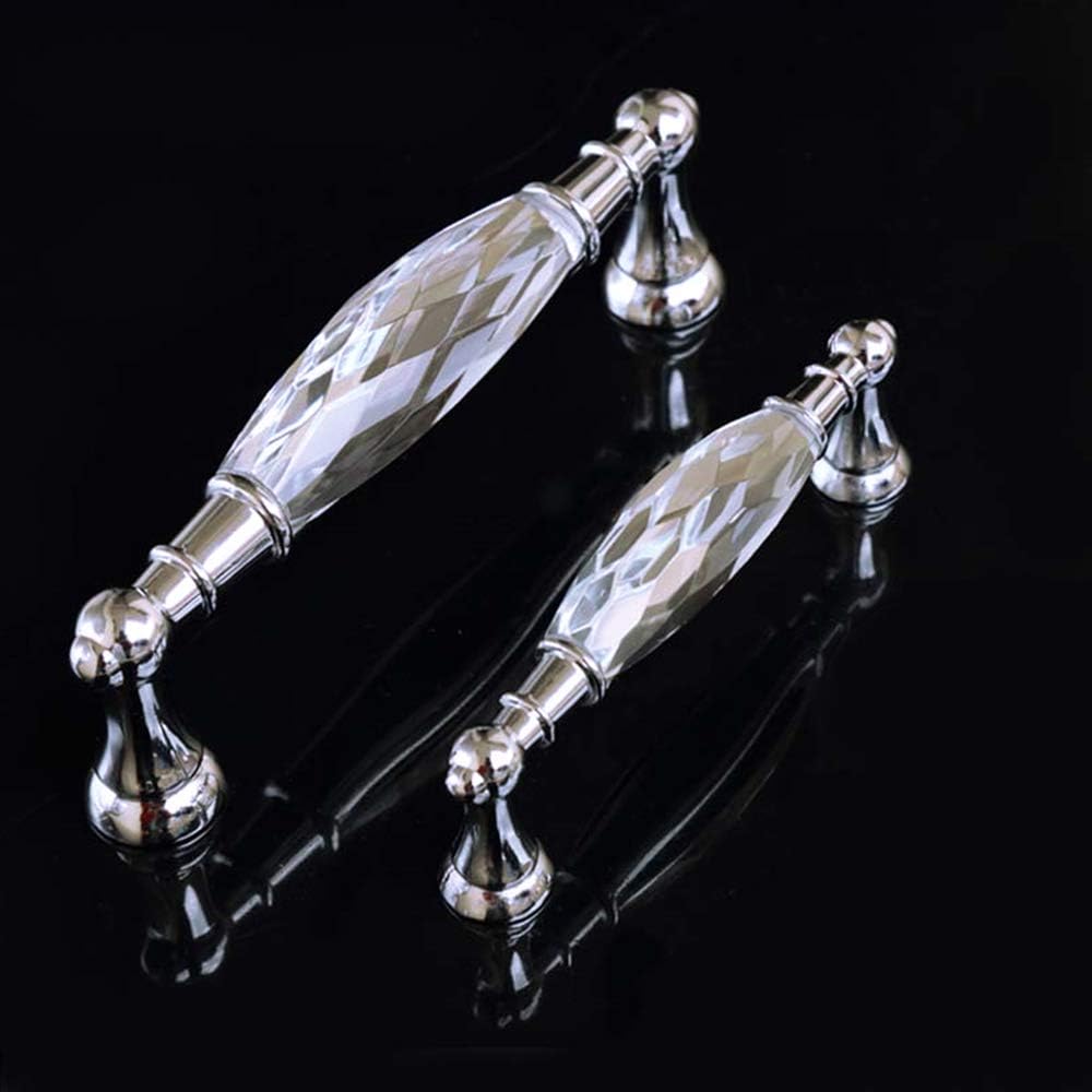 2 Pack 3-3/4 in Center-to-Center Glass Dresser Drawer Handles Chrome Metal Silver O692589