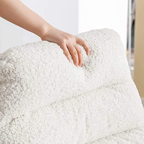 Ivory Linen Oversized Swivel Lounge Chair with Ottoman Q576196