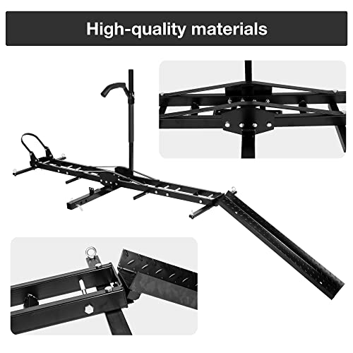 Motorcycle Carrier Hitch Mount 500 Lbs Dirt Bike Carrier Hauler Hitch Rack with Fixed Bracket and Lock Wheel Settings Removable Loading Ramp Anti-Tilt Locking Device K708462