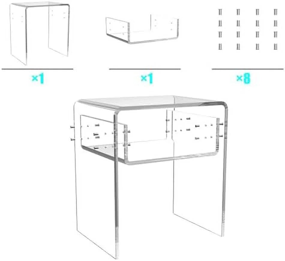 Acrylic Side Table 16" L x 12" W x 18" H Clear Small End Table B644323
