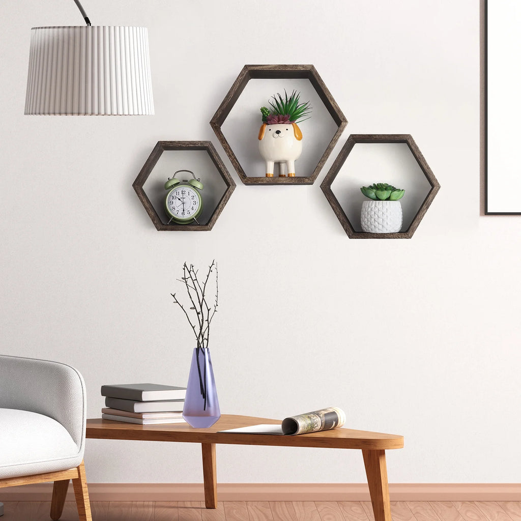 Dark Brown Floating Shelf Set of 3 Z752617