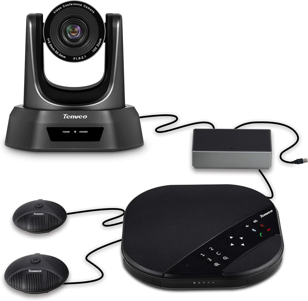 All-in-One Video and Audio Conferencing Camera System 10X Optical Zoom USB PTZ Conference Room Camera with Expansion Microphones F669494