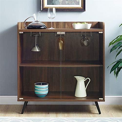 Glass Door Bar Cabinet in Dark Walnut I430286