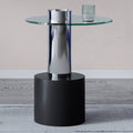 Clear Glass End Table with Stainless Steel and Black Base I24122