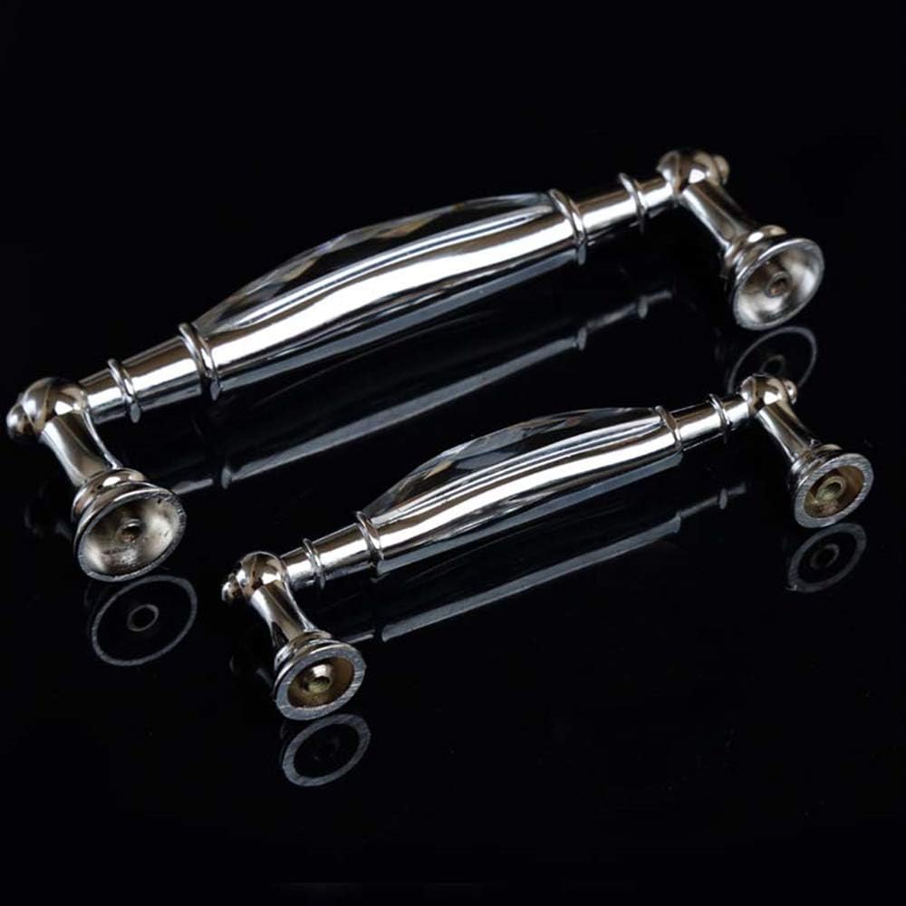 2 Pack 3-3/4 in Center-to-Center Glass Dresser Drawer Handles Chrome Metal Silver O692589
