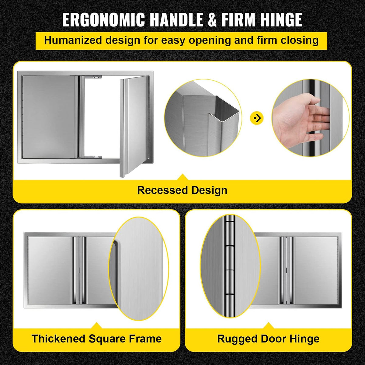 Double BBQ Access Door Stainless Steel with Recessed Handle W3076