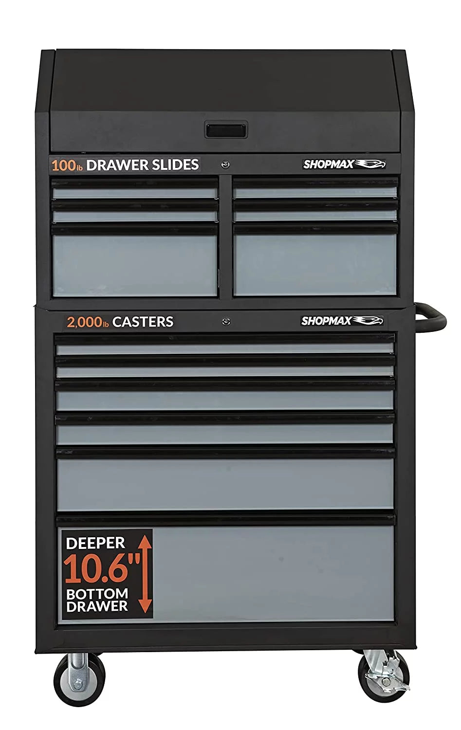 36″ 12-Drawer Tool Chest and Rolling Cabinet Combo, Black Z2571
