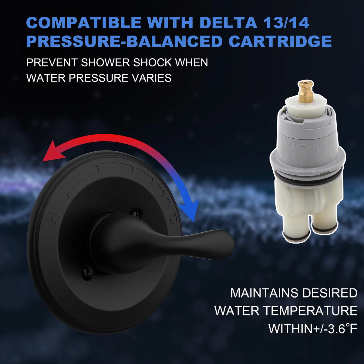 Matte Black Single-Function Shower Valve Trim Kit H7368