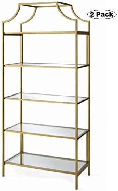 5-Open Shelves Gold Bookcase F497