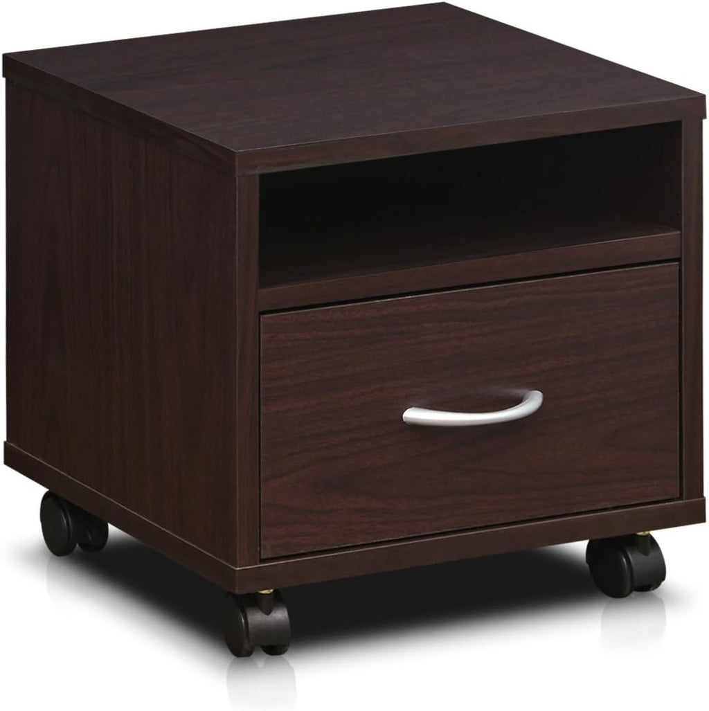 Espresso Under Desk Utility Cart with Casters X59004