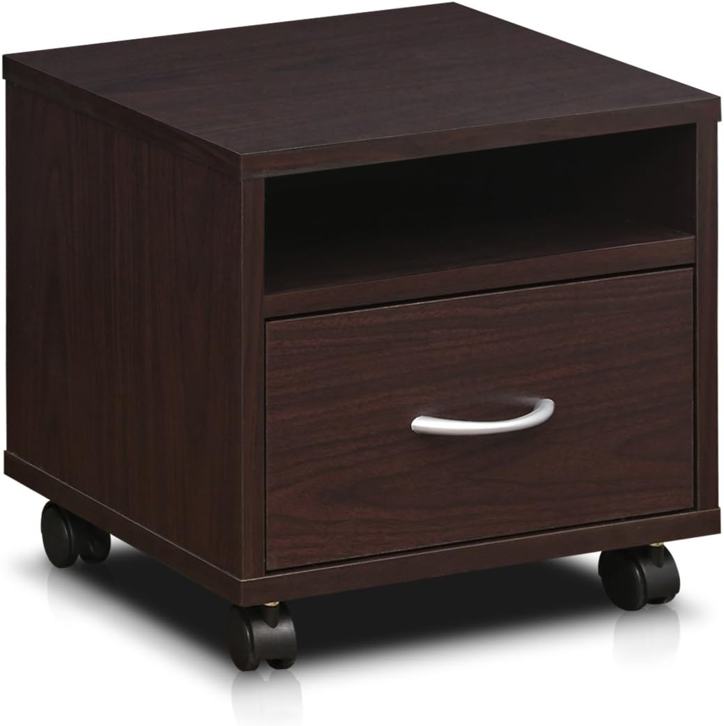 Espresso Under Desk Utility Cart with Casters X59004
